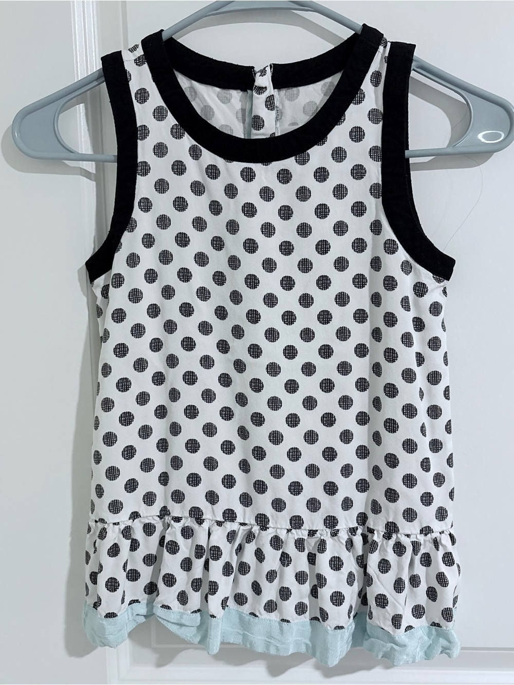 Gymboree White Polka Dot Tank Top with Black Trim. Girls size 8